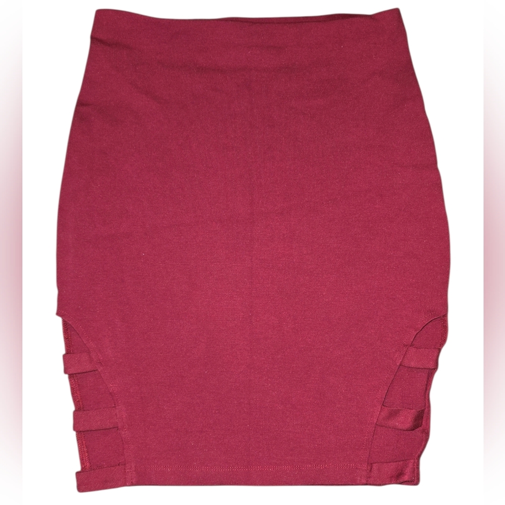 Burgundy Mini Skirt with Side Cutouts